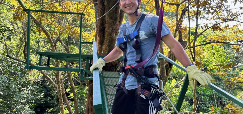 Canopy adventure in Manuel Antonio rainforest with ocean views