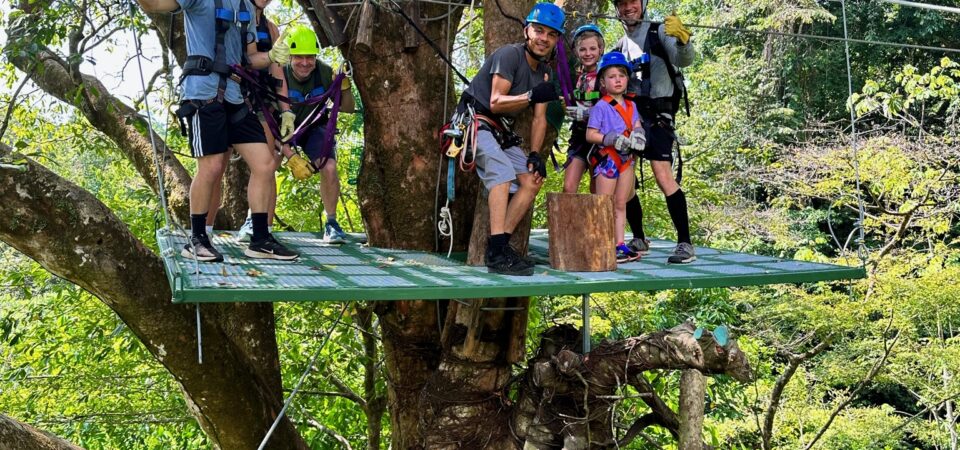Zipline adventure over tropical rainforest in Manuel Antonio